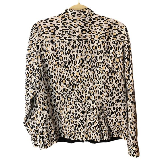 Chico’s Reversible Linen Jacket Leopard Print & Black Snap Front Size 2 (L/XL) - Picture 9 of 16